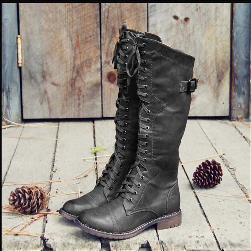 Maeve | Chic Knee High Lace-Up Riding Boots