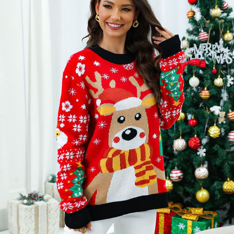 Maeve | Effortless Reindeer Print Ladies Xmas Jumpers