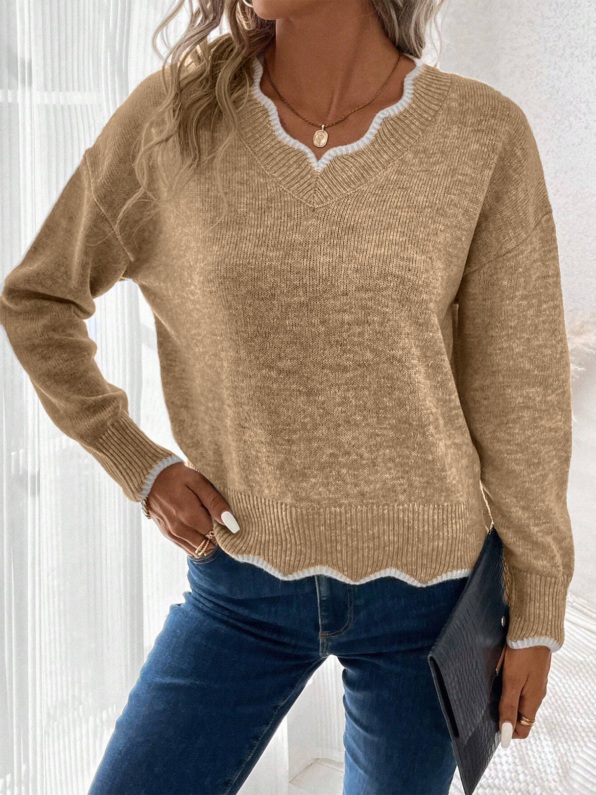 Maeve | Long Sleeve V Neck Womens Knit Jumper