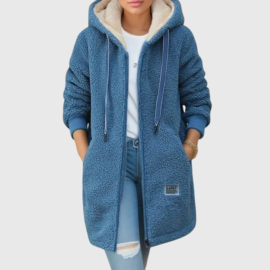 Maeve | Stylish Longline Hooded Fleece Jacket