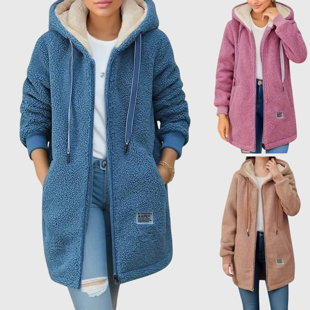 Maeve | Stylish Longline Hooded Fleece Jacket