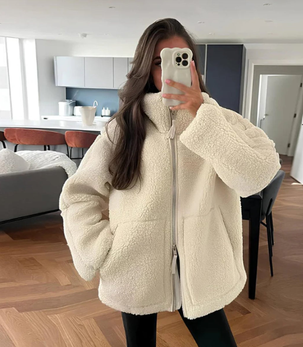 Maisie | Relaxed Fit Teddy Fleece Zip-Up Jacket