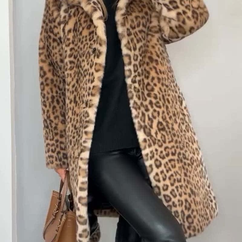 Maisie | Relaxed Longline Leopard Print Faux Fur Coat
