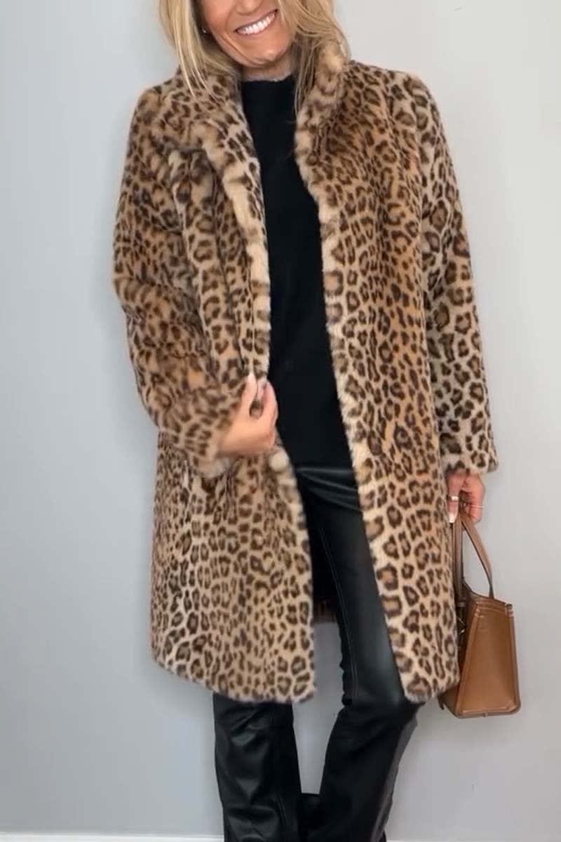 Maisie | Relaxed Longline Leopard Print Faux Fur Coat