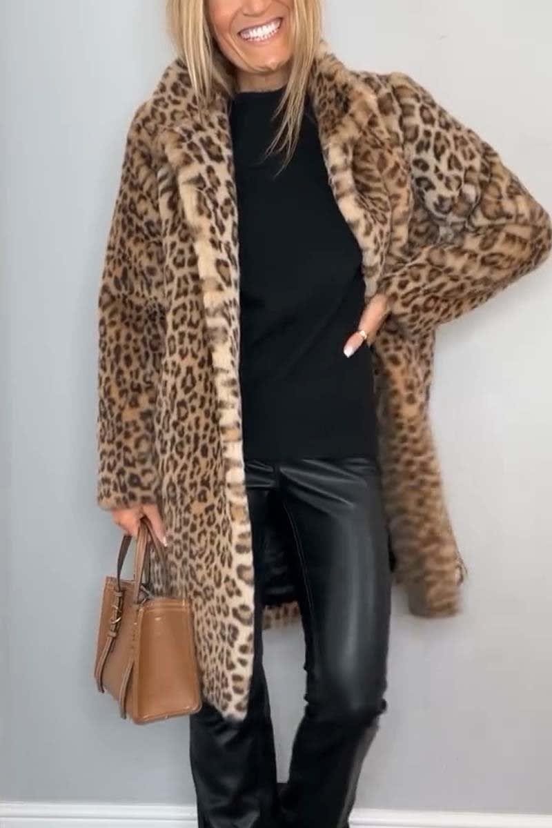 Maisie | Relaxed Longline Leopard Print Faux Fur Coat