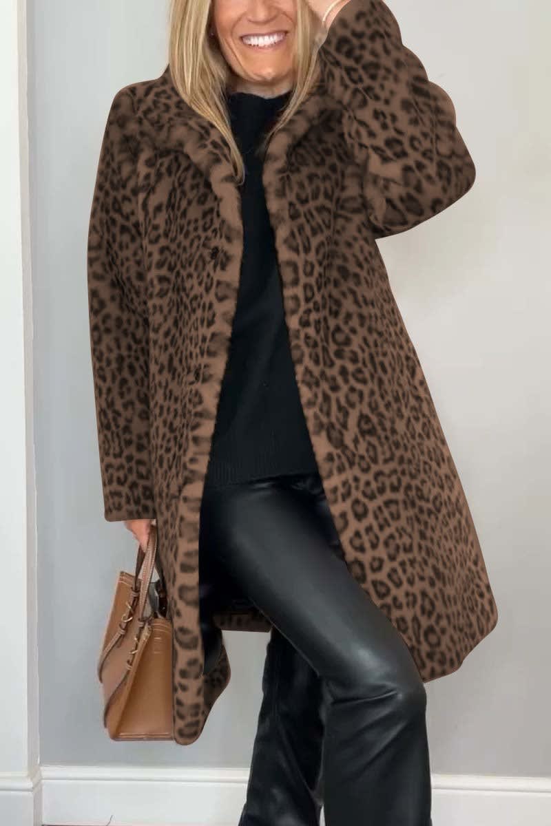 Maisie | Relaxed Longline Leopard Print Faux Fur Coat