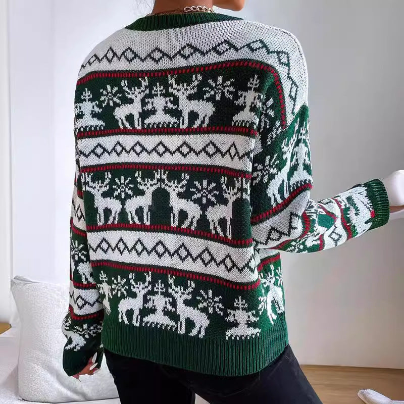 Maisie | Stylish Cropped Ladies Xmas Jumpers with Reindeer Print