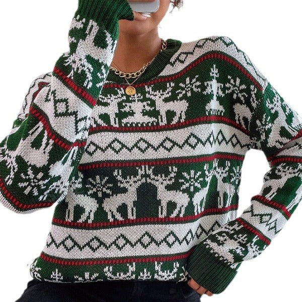 Maisie | Stylish Cropped Ladies Xmas Jumpers with Reindeer Print