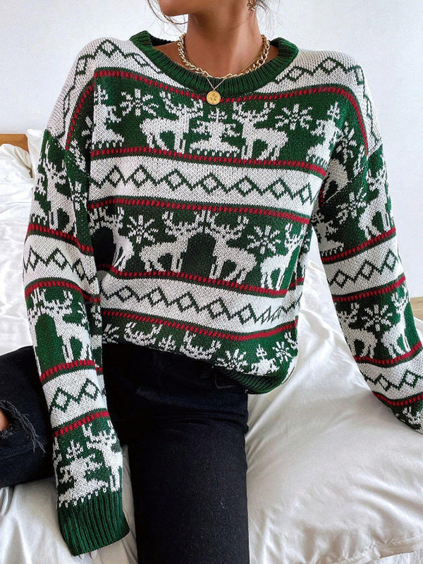 Maisie | Stylish Cropped Ladies Xmas Jumpers with Reindeer Print