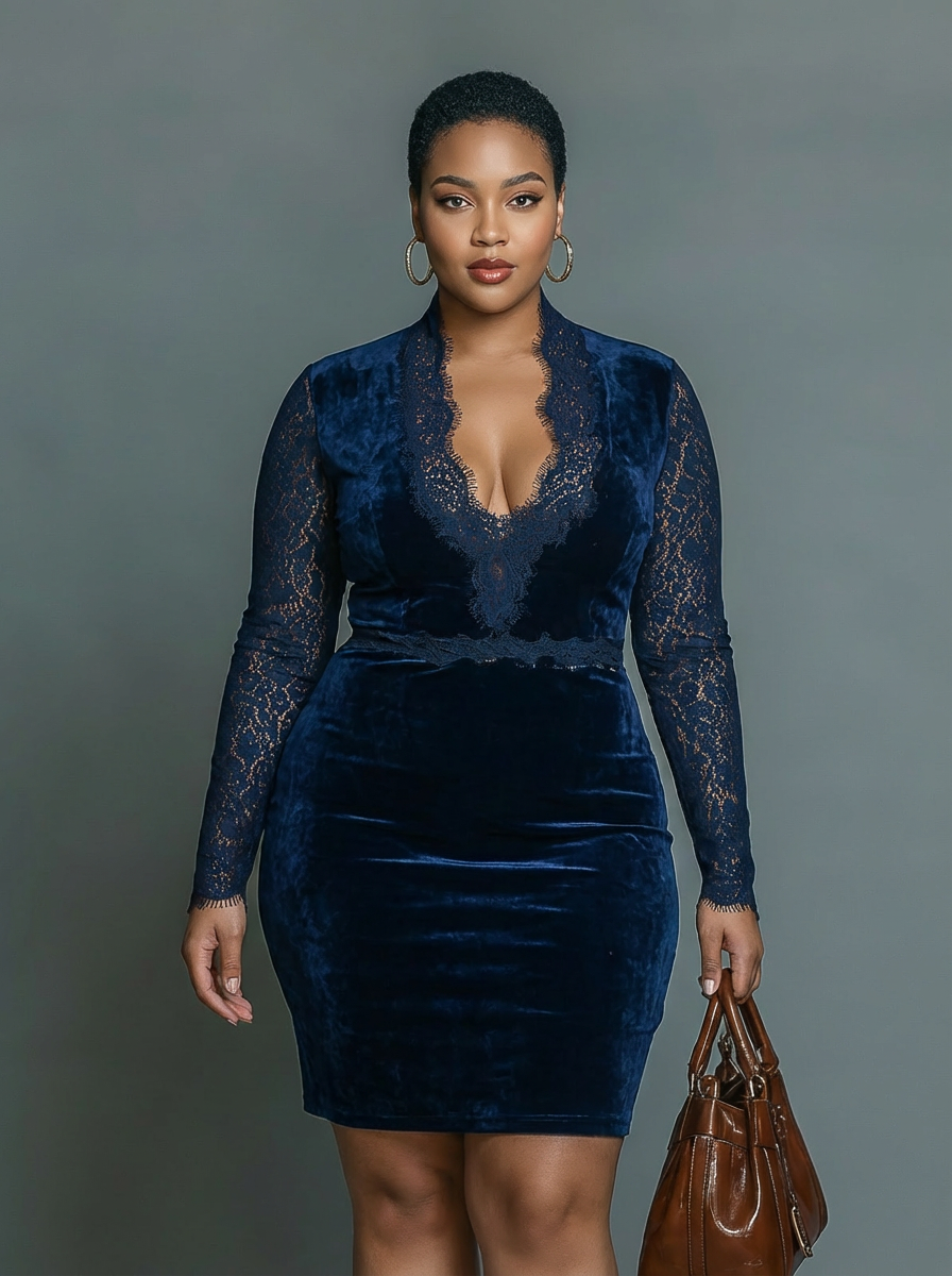 Margot | Classic Lace-Trim Midi Christmas Party Dress