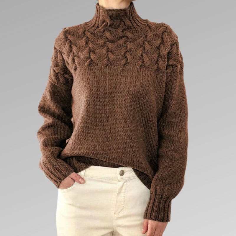 Maria | Cable Knit High Neck Womens Knit Jumper