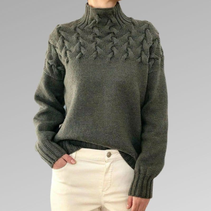 Maria | Cable Knit High Neck Womens Knit Jumper