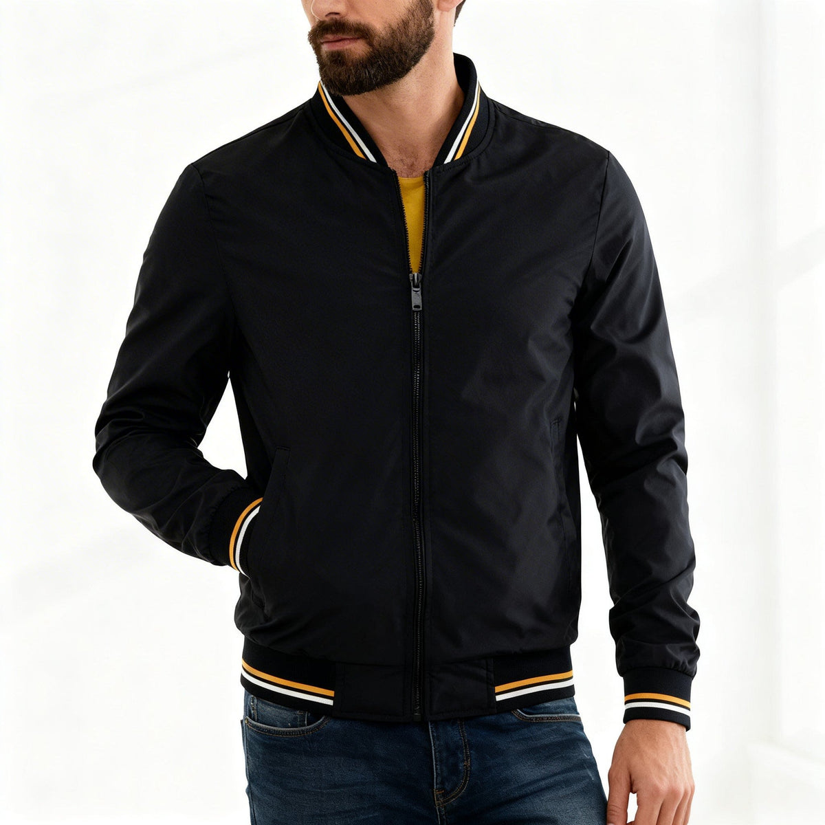 Max | Cosy Waterproof Bomber Jacket with Ribbed Trim
