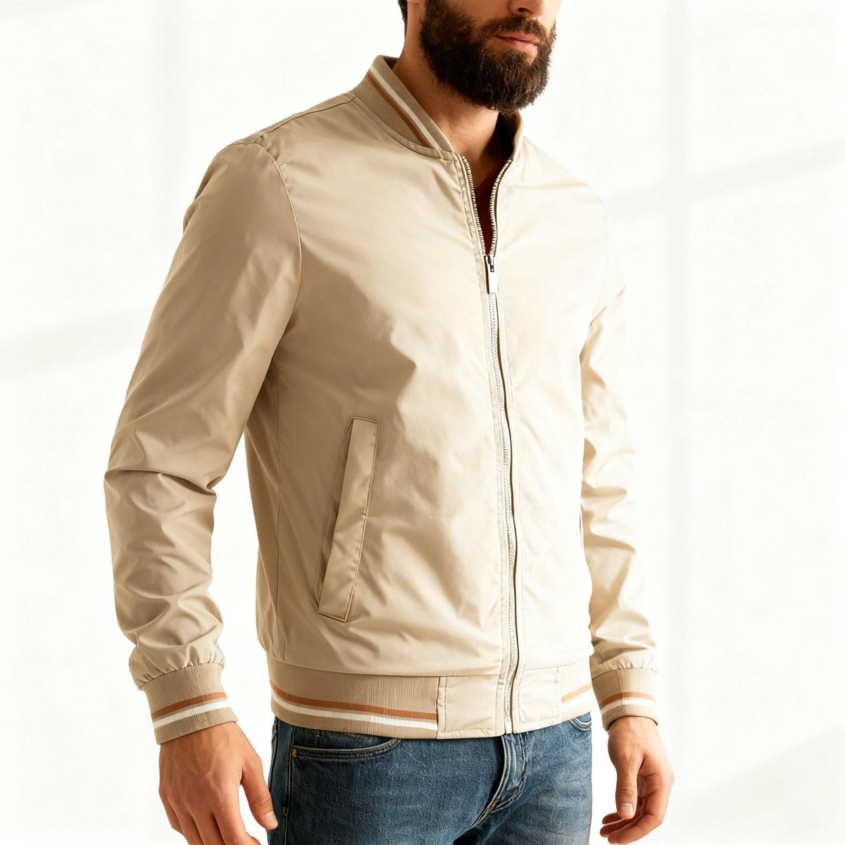 Max | Cosy Waterproof Bomber Jacket with Ribbed Trim