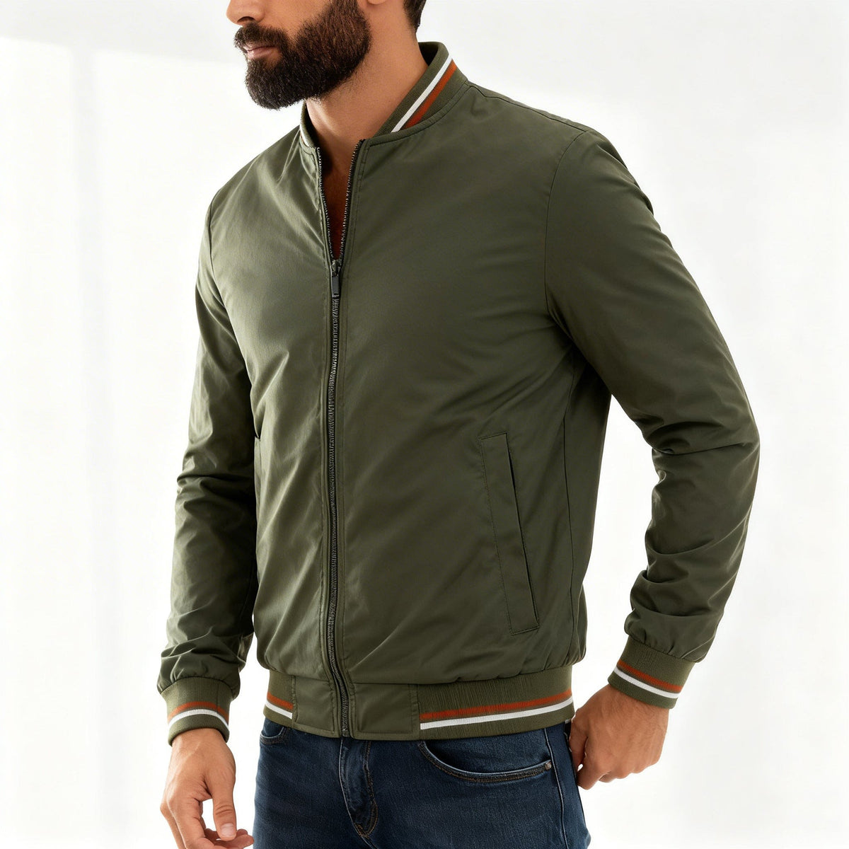 Max | Cosy Waterproof Bomber Jacket with Ribbed Trim