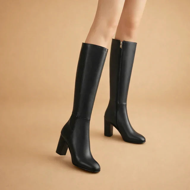 Maya | Graceful Knee High Heeled Boots with Pointed Toe