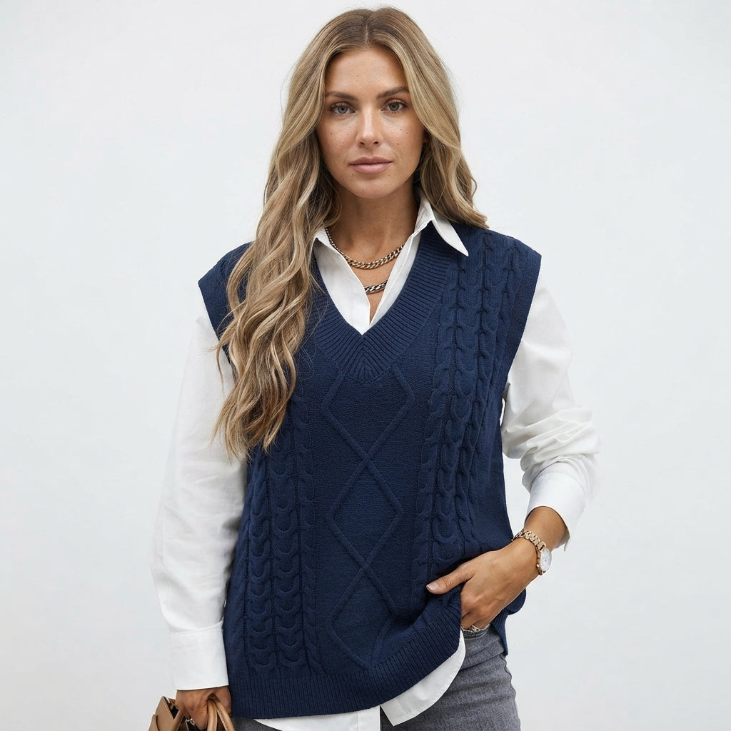 Maya | Timeless V-Neck Womens Knit Jumper Vest