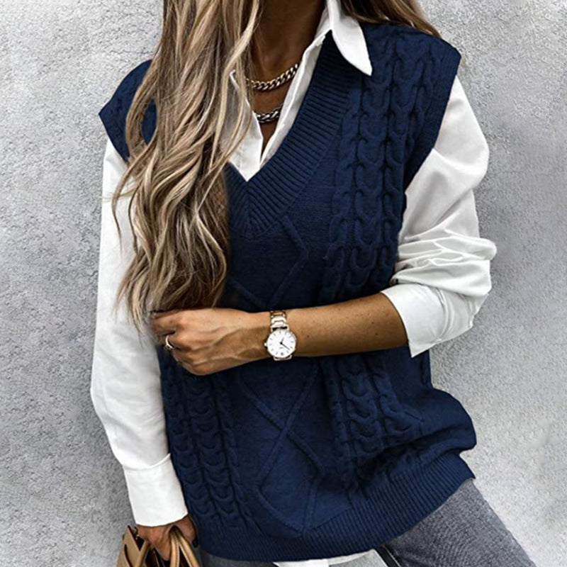 Maya | Timeless V-Neck Womens Knit Jumper Vest