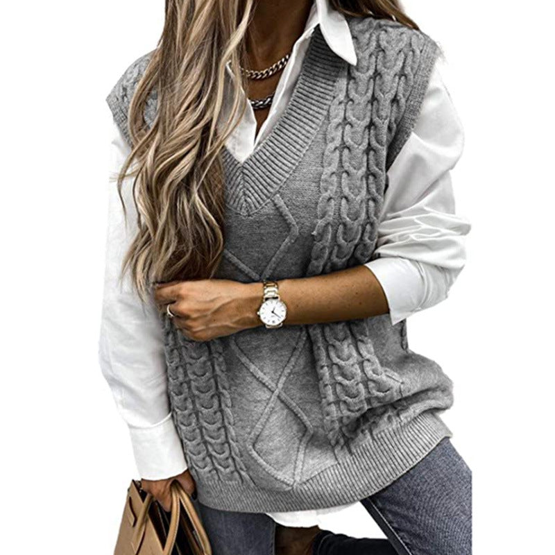 Maya | Timeless V-Neck Womens Knit Jumper Vest