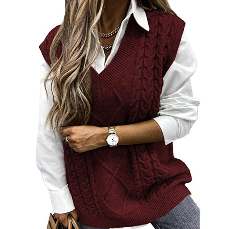 Maya | Timeless V-Neck Womens Knit Jumper Vest