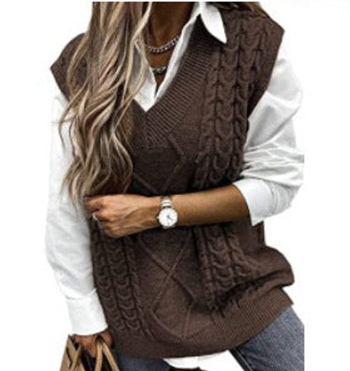 Maya | Timeless V-Neck Womens Knit Jumper Vest