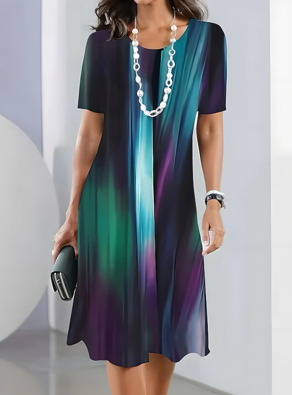 Mia | Chic Ombre Short Sleeve Midi Christmas Dress