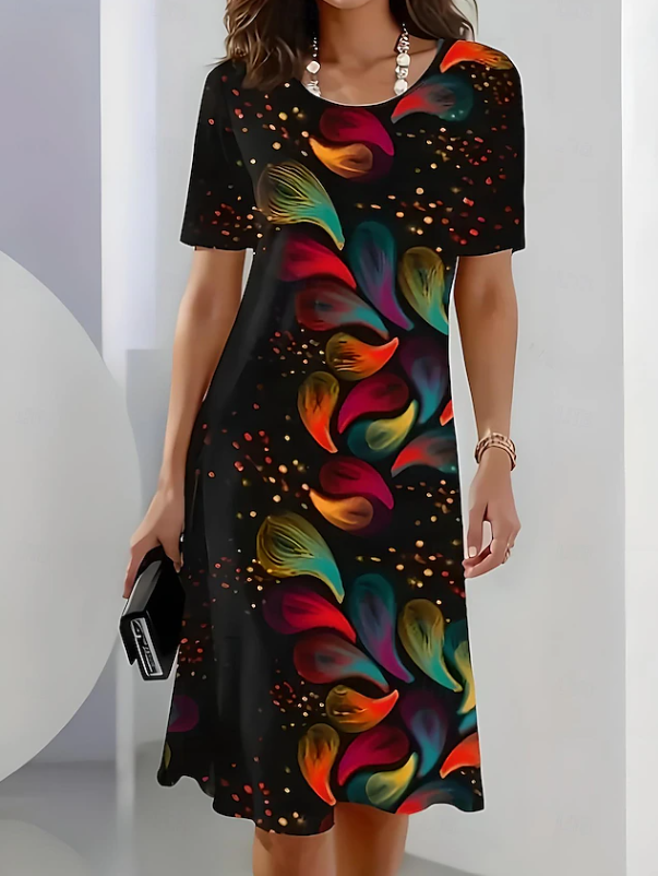 Mia | Chic Ombre Short Sleeve Midi Christmas Dress