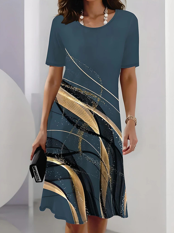 Mia | Chic Ombre Short Sleeve Midi Christmas Dress