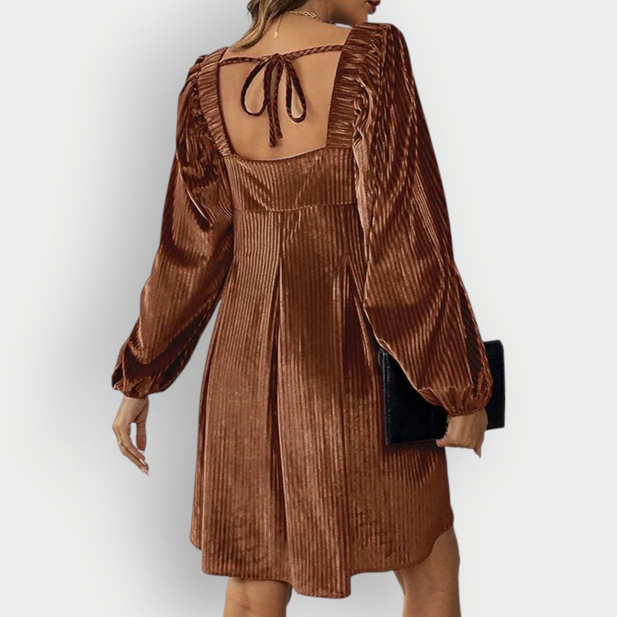 Mia | Cosy Pleated Puff Sleeve Christmas Dress