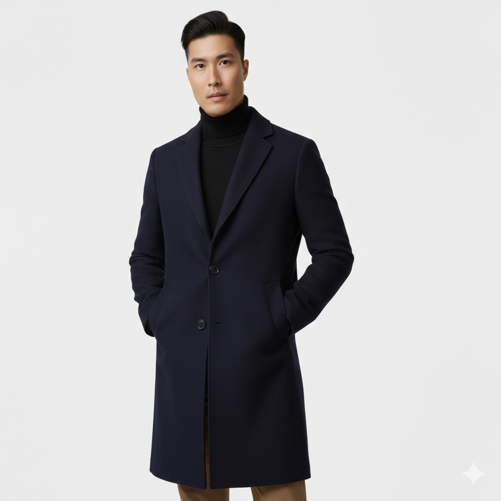 Michael | Relaxed Single-Breasted Long Mens Coats