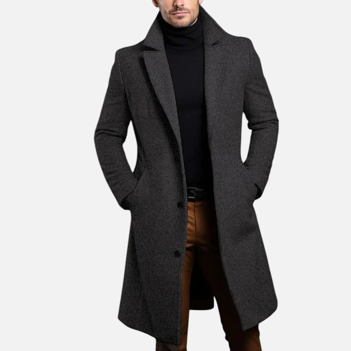 Michael | Relaxed Single-Breasted Long Mens Coats