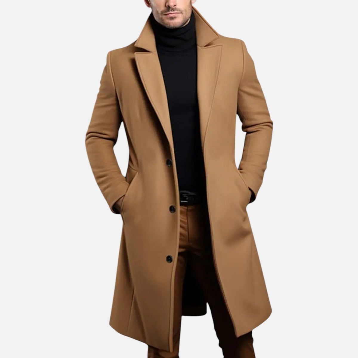 Michael | Relaxed Single-Breasted Long Mens Coats