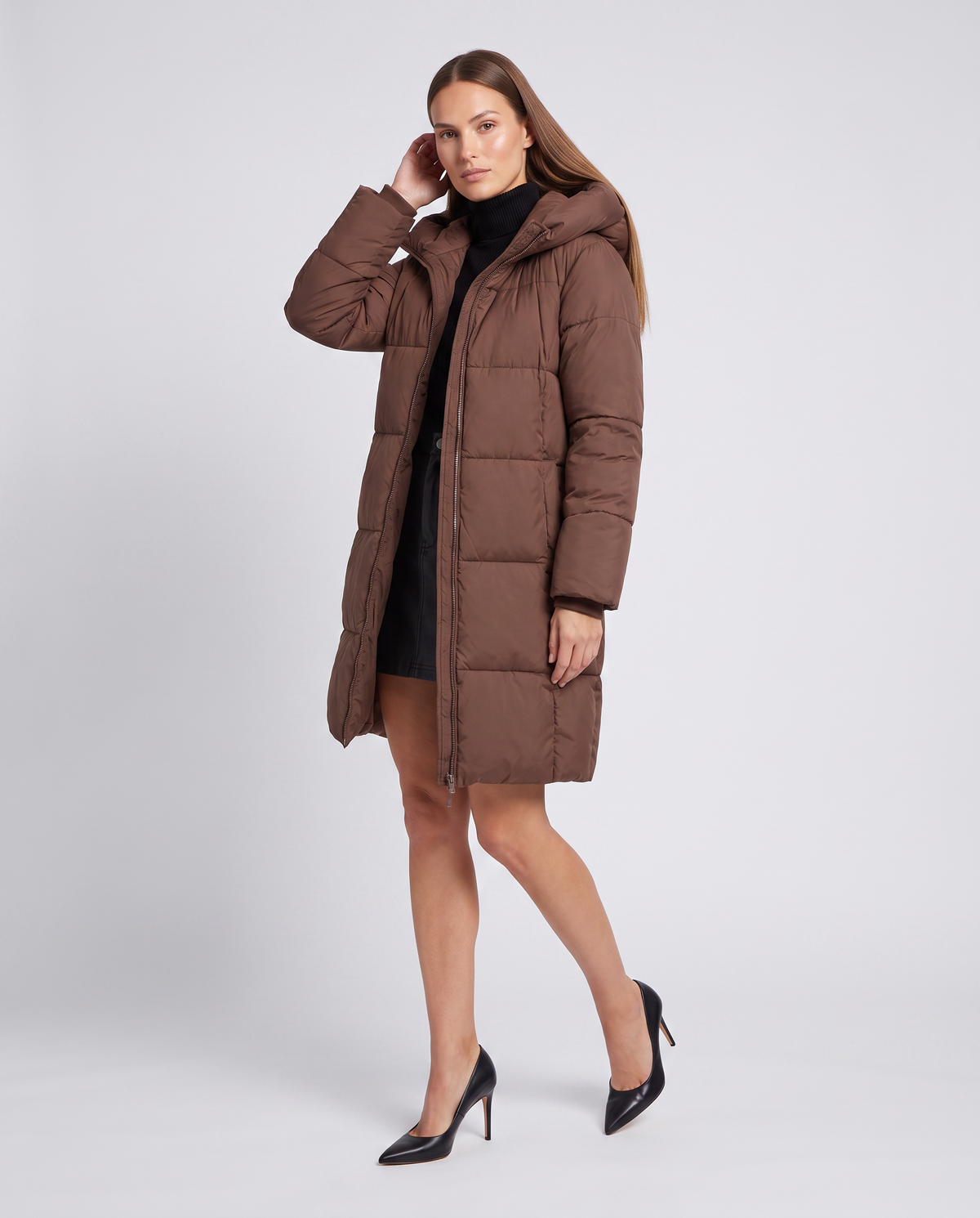 Mila | Chic Long Puffer Coat with Padded Hood