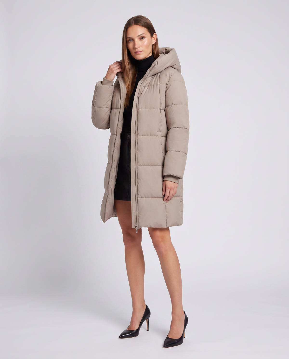 Mila | Chic Long Puffer Coat with Padded Hood