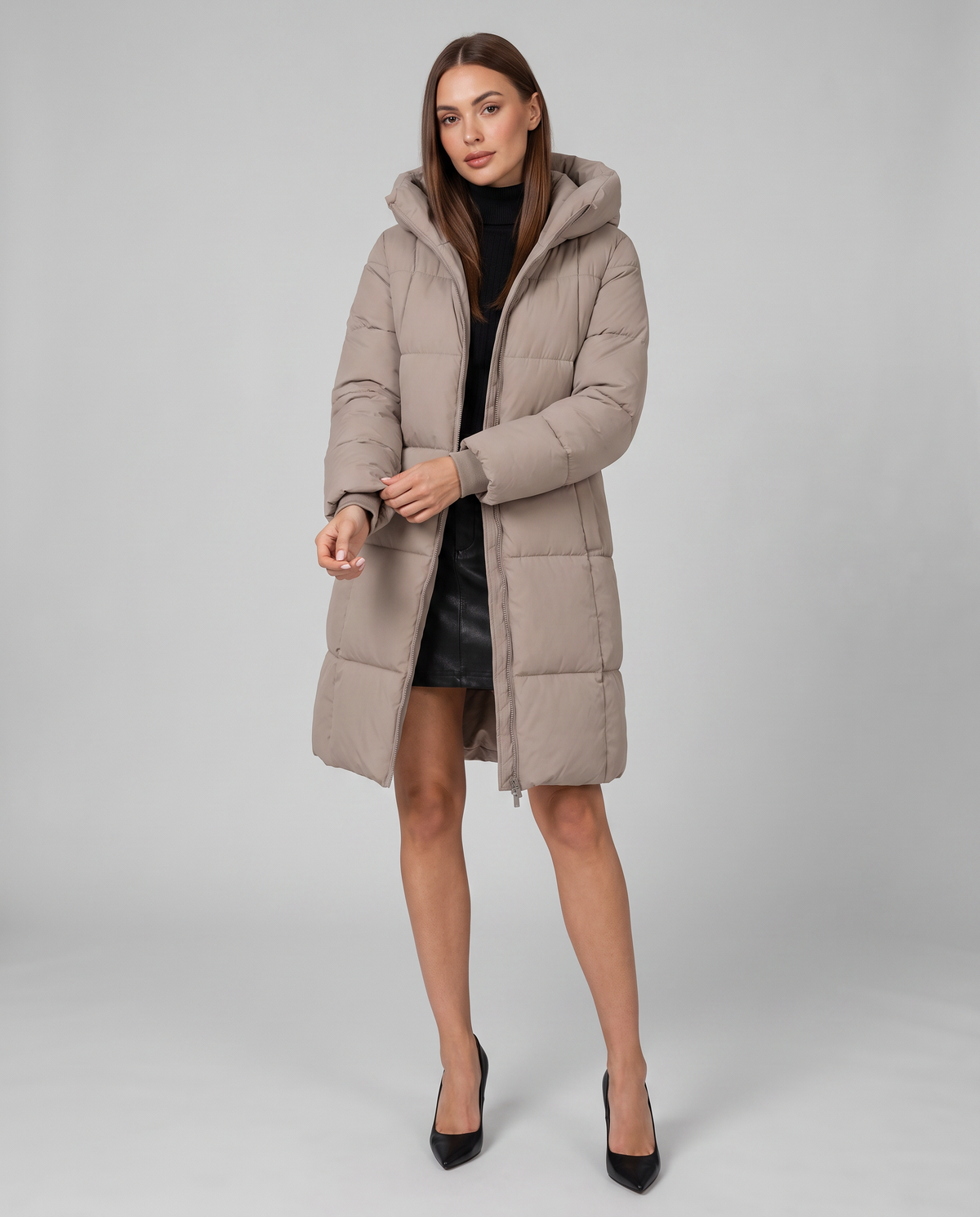 Mila | Chic Long Puffer Coat with Padded Hood