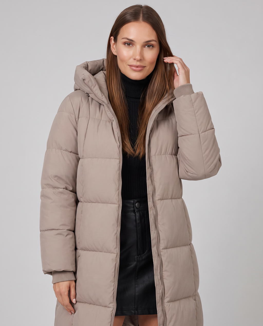 Mila | Chic Long Puffer Coat with Padded Hood