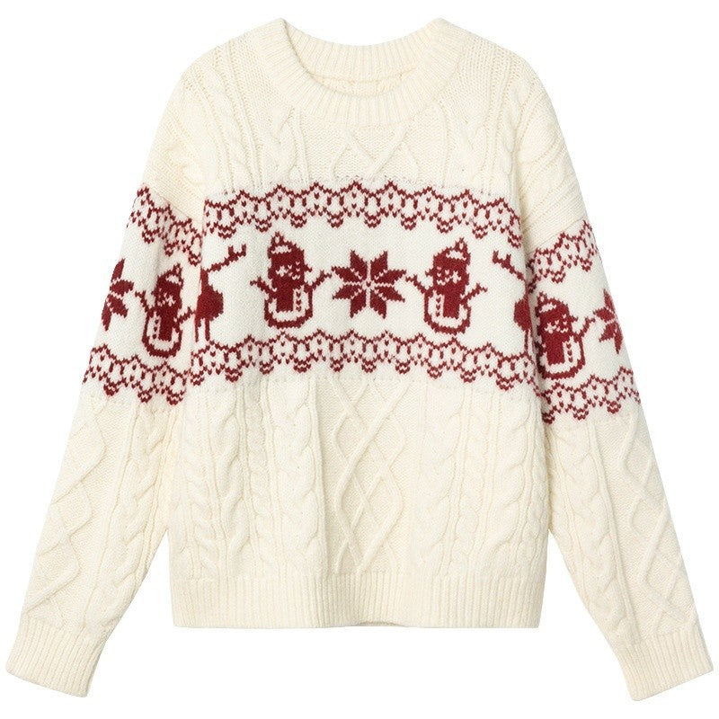 Mila | Graceful Cable Knit Ladies Xmas Jumpers with Snowman Print