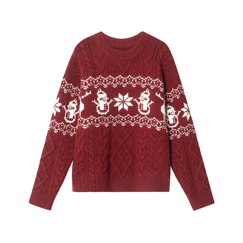 Mila | Graceful Cable Knit Ladies Xmas Jumpers with Snowman Print