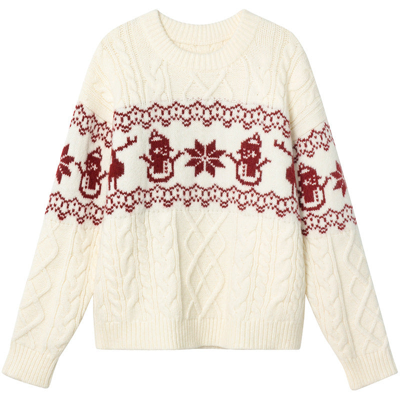 Mila | Graceful Cable Knit Ladies Xmas Jumpers with Snowman Print