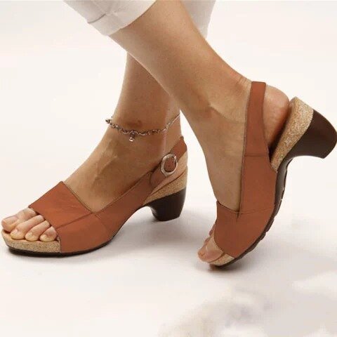 Mila | Refined Mary Jane Buckle Strap Block Heel Sandals