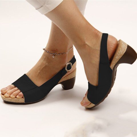 Mila | Refined Mary Jane Buckle Strap Block Heel Sandals