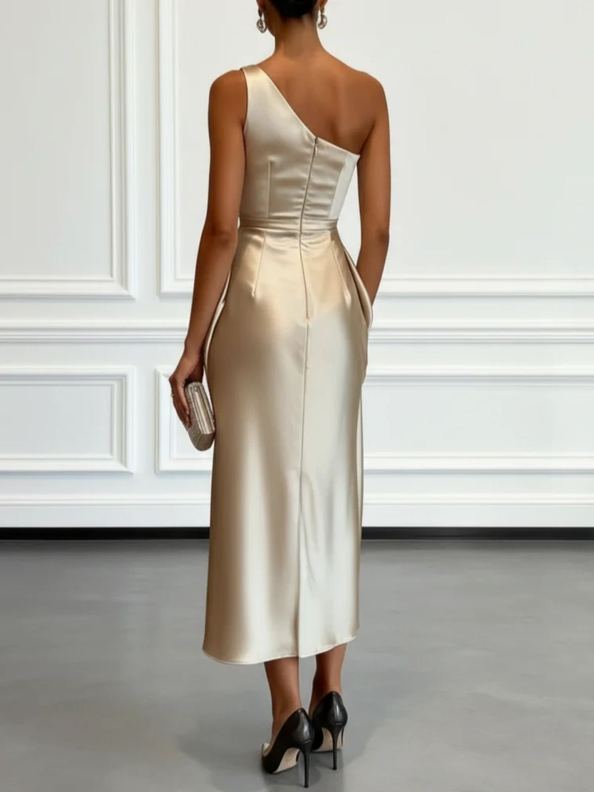 Millie | Chic One-Shoulder Draped Christmas Dress