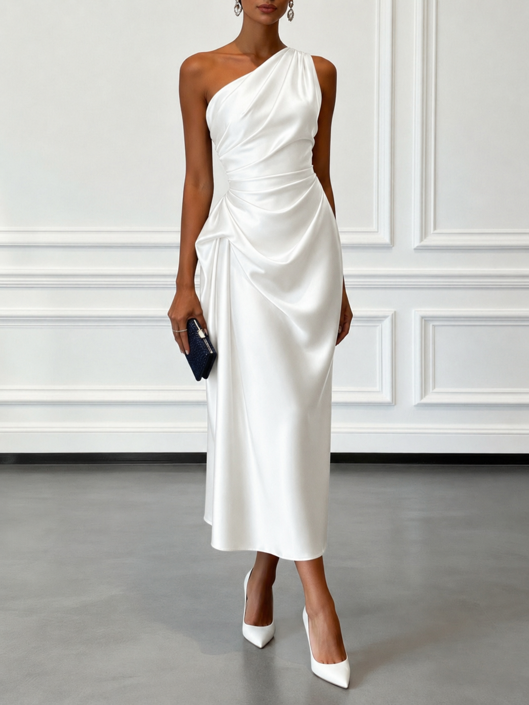 Millie | Chic One-Shoulder Draped Christmas Dress