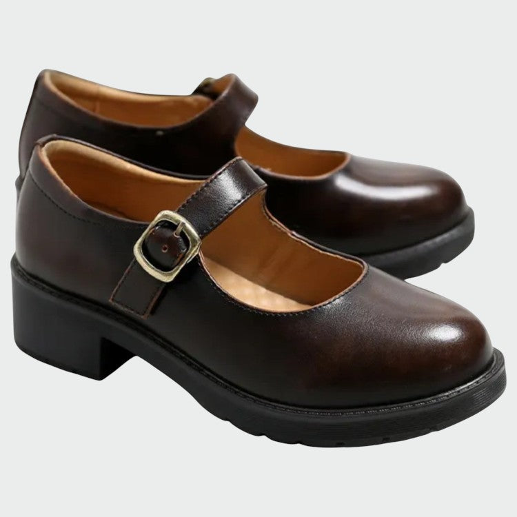Millie | Polished Block Heel Mary Jane Shoes
