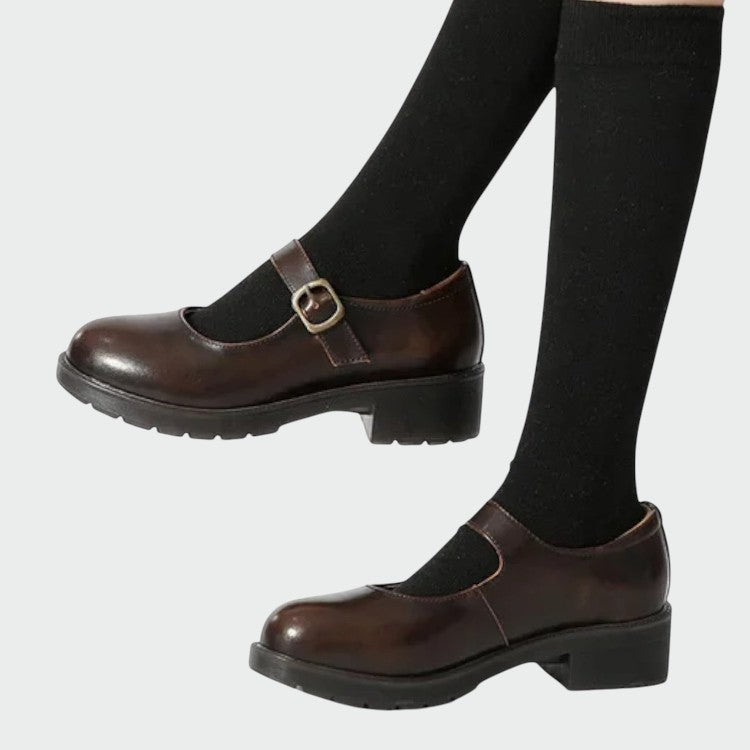 Millie | Polished Block Heel Mary Jane Shoes