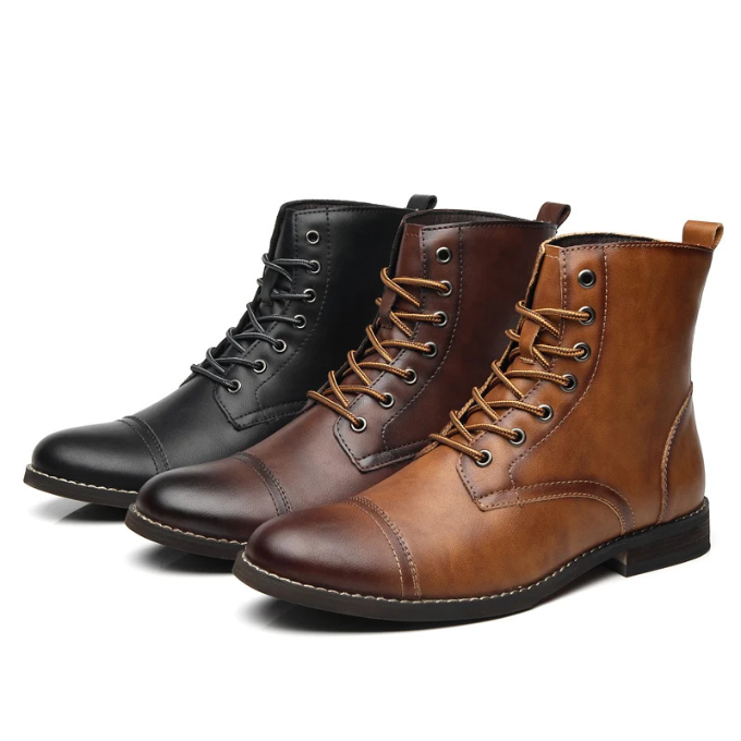 Milo | Classic Lace-Up Cap-Toe Ankle Boots for Men