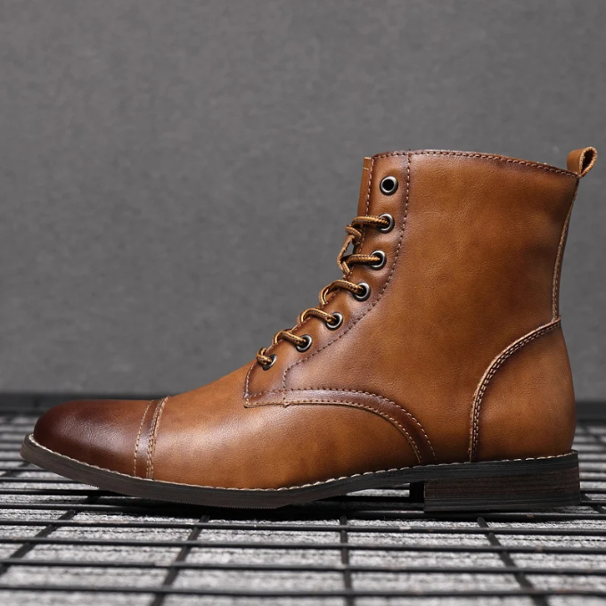 Milo | Classic Lace-Up Cap-Toe Ankle Boots for Men