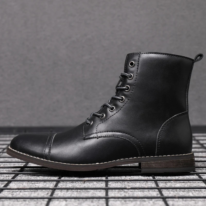 Milo | Classic Lace-Up Cap-Toe Ankle Boots for Men