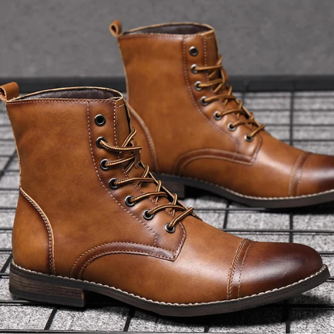 Milo | Classic Lace-Up Cap-Toe Ankle Boots for Men
