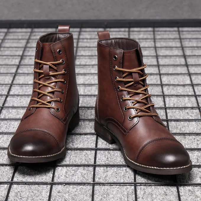Milo | Classic Lace-Up Cap-Toe Ankle Boots for Men
